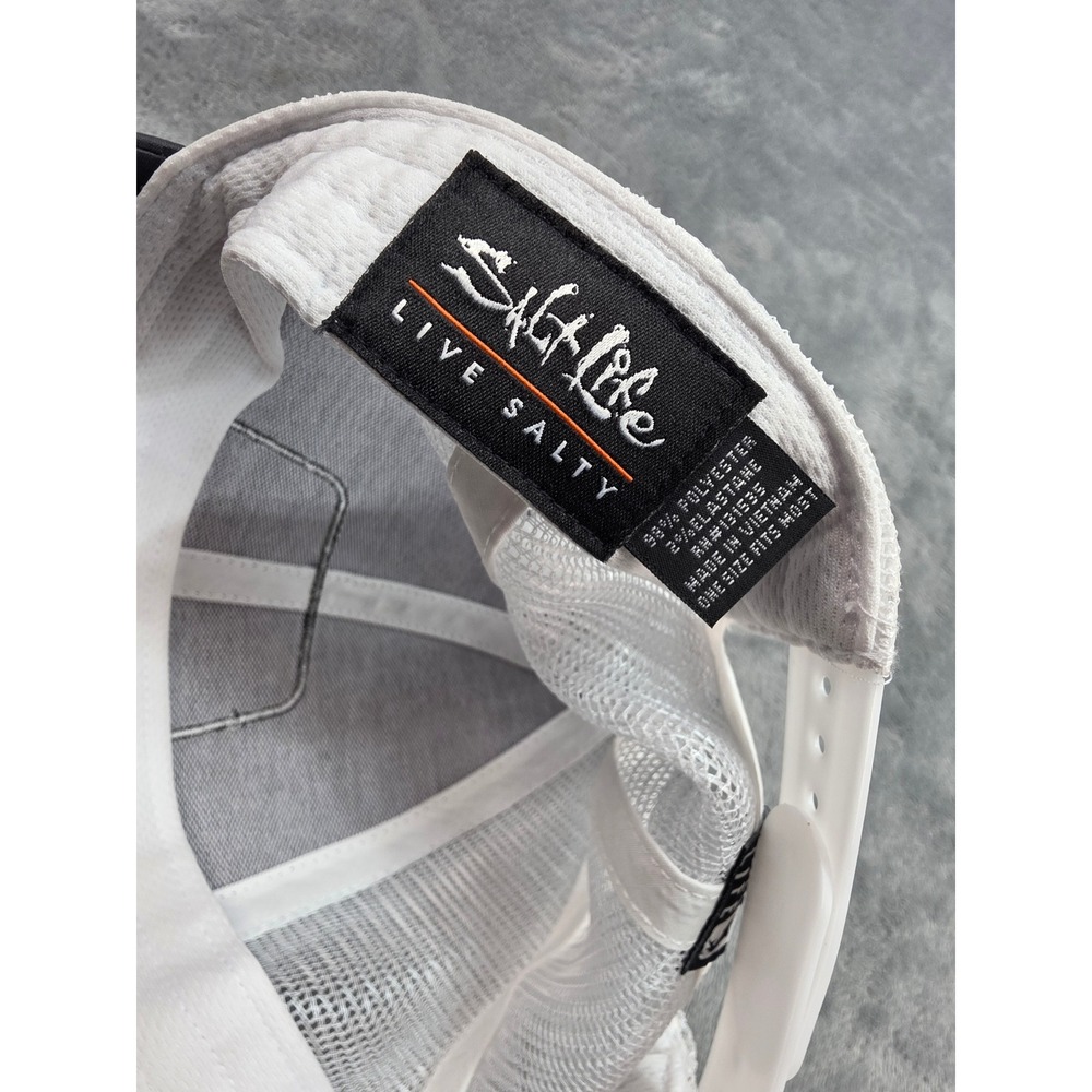 NWT Salt Life Mens Trucker Hat Charcoal Grey White Mesh Snapback Marlin Patch - Picture 7 of 7